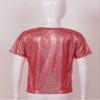 Oyolan Kids Girls Boys Metallic Shinny Athletics Short Sleeves Dance Crop Tops Hip Hop Street Performance Costume Red A 3-4 Years view 4