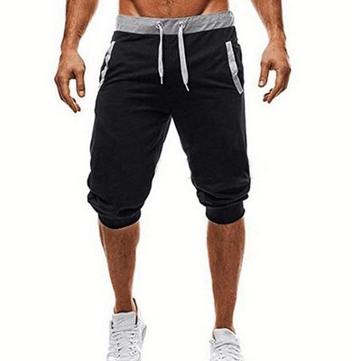 QWENTMTNTY Mens Athletic Shorts Slim Fit Elastic Waist Drawstring Jogger Pants Comfy Cotton Summer Outdoor Workout Shorts Black