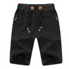 QWENTMTNTY Mens Cotton Shorts Casual Elastic Waist Drawstring Soft Gym Workout Shorts Zipper Pocket Knee Length Sweat Pants Black view 1