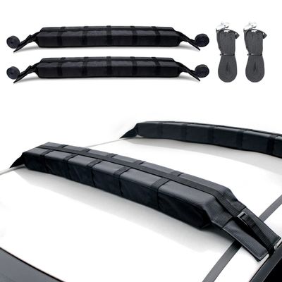 AQUARM Kayak Roof Rack Pads Universal Car Soft Roof Rack for Canoe/Surfboard/Paddle Board/SUP/Snow Board with Adjustable & Steady Tie-Down Straps and Storage Bag (Dark Black)