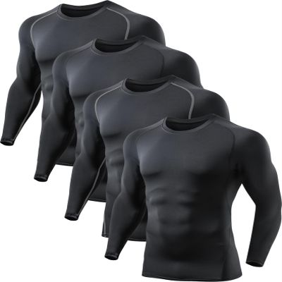 4 Pack Men's Compression Shirt Long Sleeve T Shirt Undershirt Baselayer XL