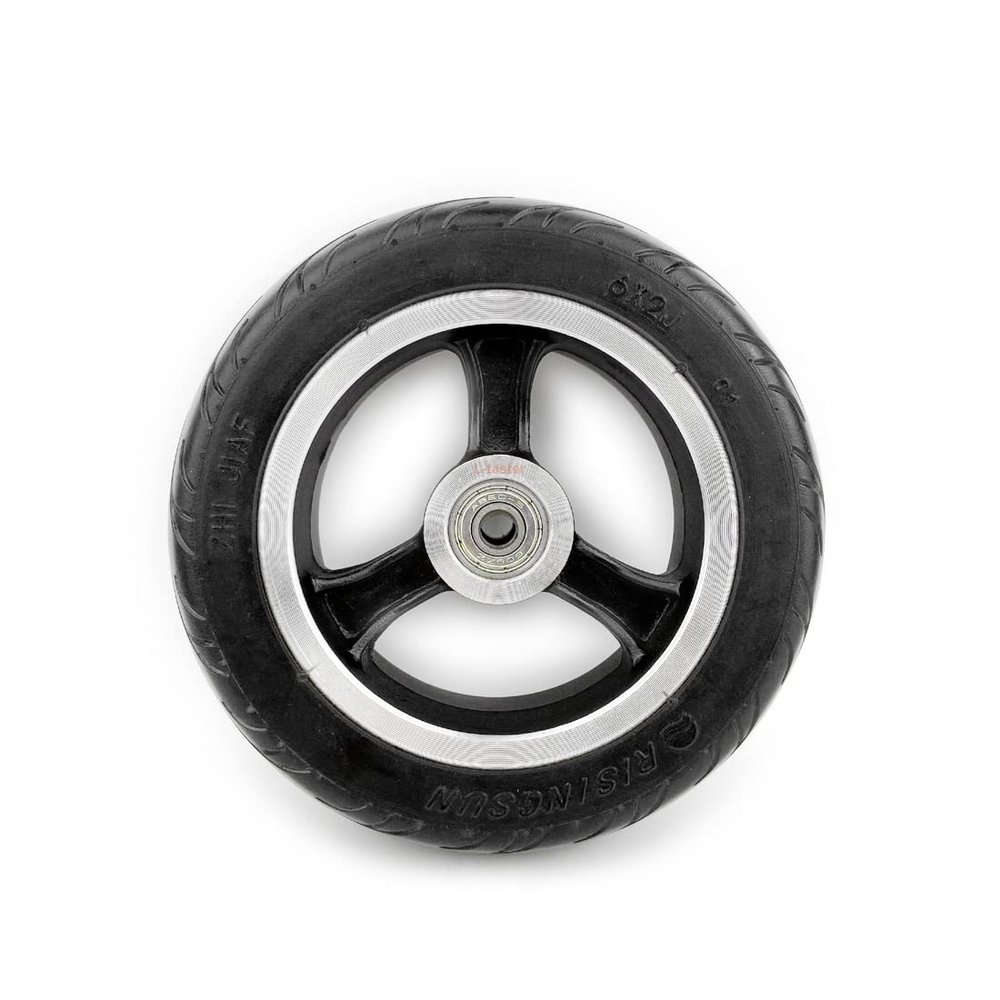 "6x2J" Solid Wheel 6 Inch Tubeless Rubber Tire With Aluminum Hub Replacement Wheel For Cart Scooter Trolley