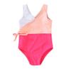 YOUNGER TREE Toddler Girl One Piece Swimsuit Color Block Stripe Swimwear Summer Beach Bathing Suit 12M-5T (12-18 Months, Red Pink) view 1