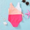 YOUNGER TREE Toddler Girl One Piece Swimsuit Color Block Stripe Swimwear Summer Beach Bathing Suit 12M-5T (12-18 Months, Red Pink) view 2