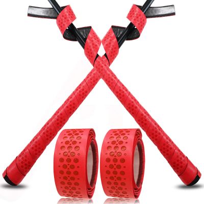 VEASAERS Bat Grip Tape Baseball Softball 2/4 Pack 40 inch 1.75mm Precut and Full Adhesive Back Pro Feel Soft Comfortable Tapes for Old Bats Handles (2 Pcs-Red Dot)