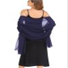 Pukguro Shawl Wraps for Women Chiffon Sheer Pashminas Soft Shawl Scarf for Wedding Evening Bridal Navy 79 * 26'' view 1