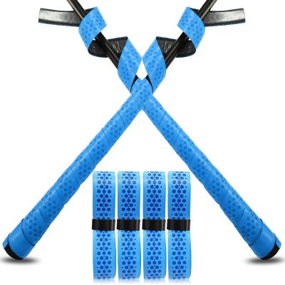 VEASAERS Bat Grip Tape Baseball Softball 2/4 Pack 40 inch 1.75mm Precut and Full Adhesive Back Pro Feel Soft Comfortable Tapes for Old Bats Handles (4 Pcs-Blue Dot)