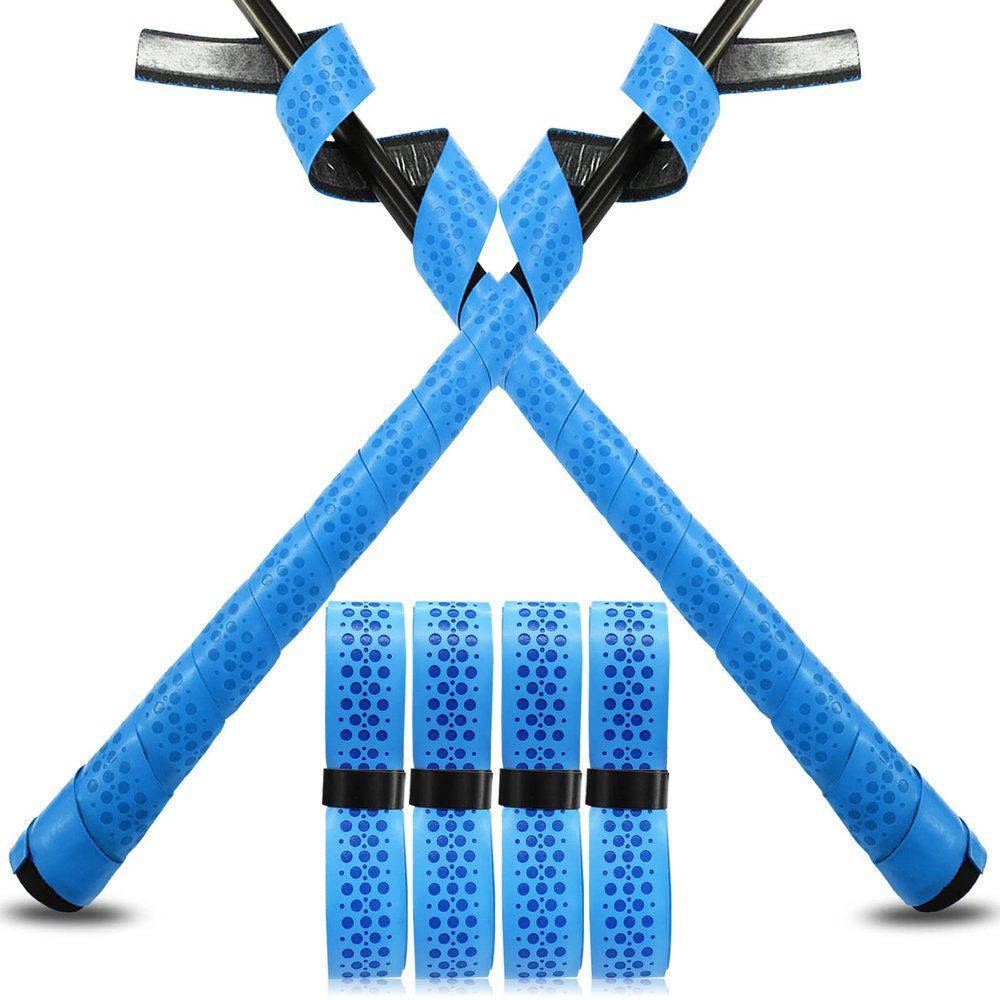 VEASAERS Bat Grip Tape Baseball Softball 2/4 Pack 40 inch 1.75mm Precut and Full Adhesive Back Pro Feel Soft Comfortable Tapes for Old Bats Handles (4 Pcs-Blue Dot)
