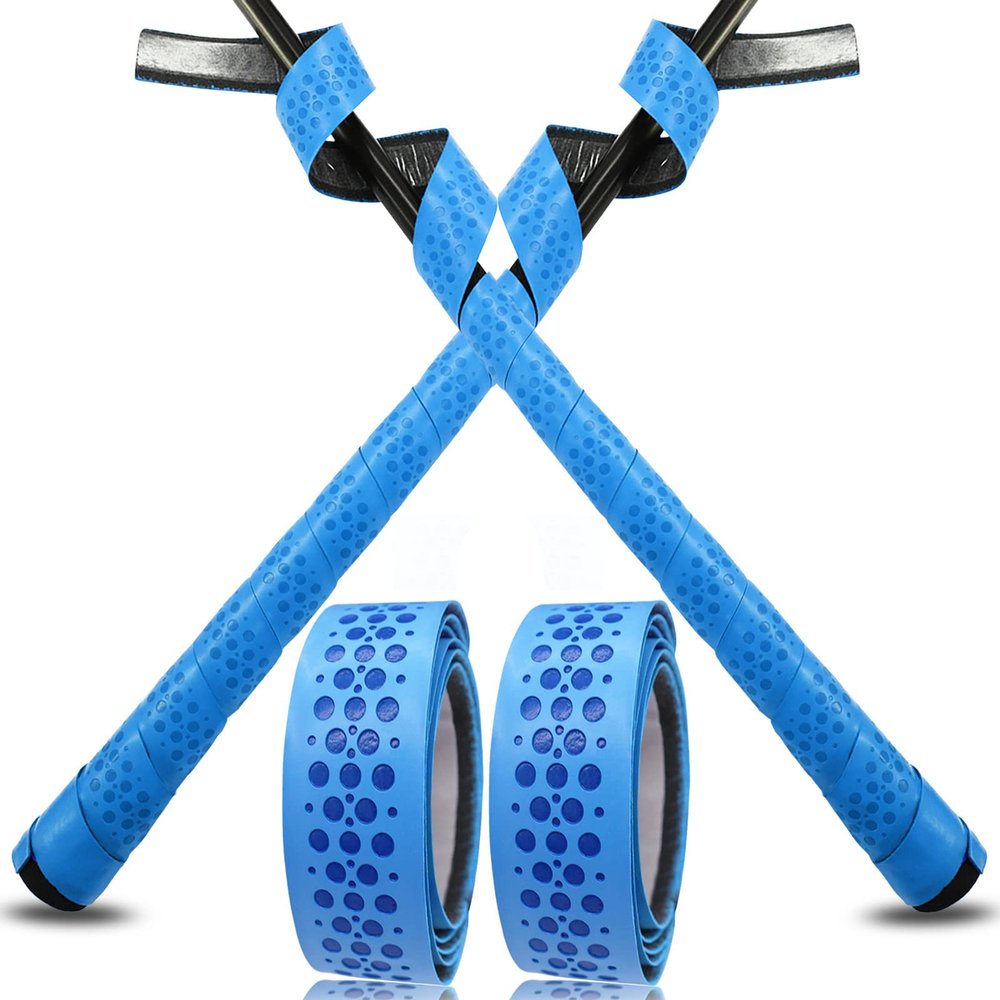 VEASAERS Bat Grip Tape Baseball Softball 2/4 Pack 40 inch 1.75mm Precut and Full Adhesive Back Pro Feel Soft Comfortable Tapes for Old Bats Handles (2 Pcs-Blue Dot)