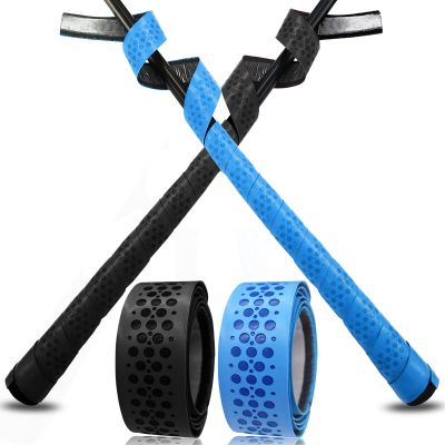 VEASAERS Bat Grip Tape Baseball Softball 2/4 Pack 40 inch 1.75mm Precut and Full Adhesive Back Pro Feel Soft Comfortable Tapes for Old Bats Handles (2 Pcs-Black+Blue Dot)