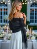 EASEDAILY Women's Shawls and Wraps for Evening Dresses Sparkling Wedding Scarf Fringe Bridal Capelet for Bride and Bridesmaid view 4