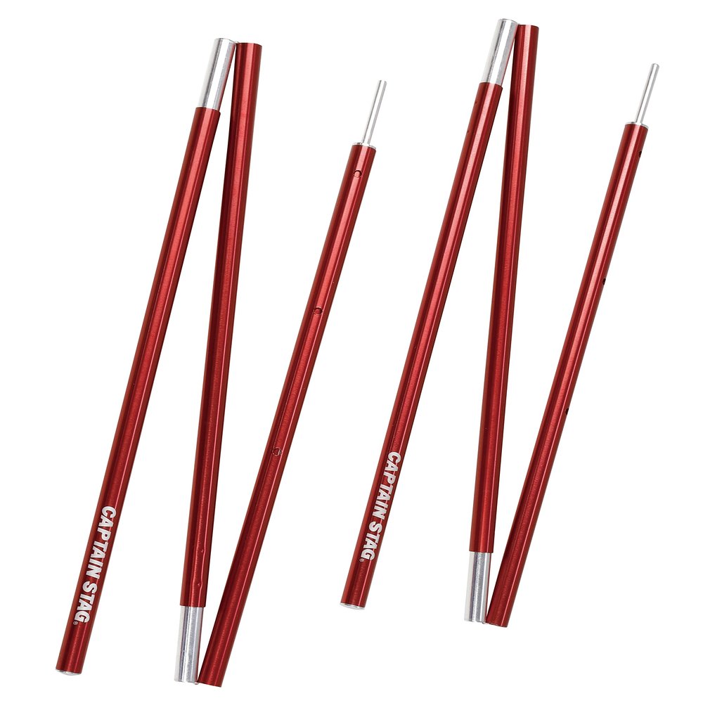Captain Stag UA-4542 Tent Tarp Parts, Pole, Aluminum, Adjustable Pole, Outer Diameter 0.6 x Maximum Length 55.1 inches (16 x 1400 mm), Set of 2, Storage Bag Included, Red