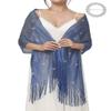 EASEDAILY Women's Shawls and Wraps for Evening Dresses Sparkling Wedding Scarf Fringe Bridal Capelet for Bride and Bridesmaid view 1