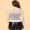 Allegra K Mesh Sheer Jacket for Women's See Through Long Sleeve Zip Up Bomber Jacket Medium White view 2