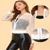 Allegra K Mesh Sheer Jacket for Women's See Through Long Sleeve Zip Up Bomber Jacket Small White view 4