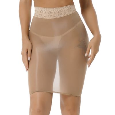 winying Women's Stretch Nylon Pencil Skirt Below Knee Length Skirt Mini Bodycon Skirt Beach Cover-ups Nude One Size