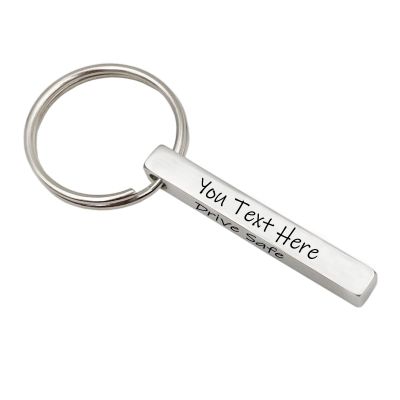 good goods Personalized Customize Inspirational Keyring Stainless Steel Dog Tag Name Keychain,Engraved Gift for Men Boys Boyfriend (Column Silver)