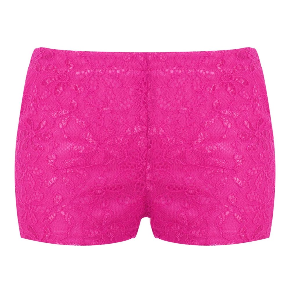 Agoky Kids Girls Stylish Solid Color Lace Print Shorts Girls Dance Training Breathable Gymnastic Active Shorts Hot Pink 2-6 Years