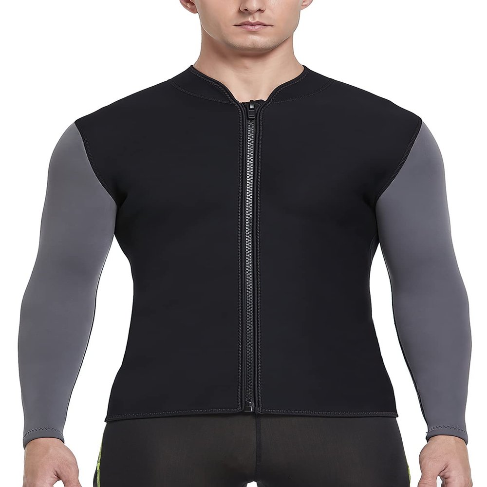 DEHAI Mens Women's Wetsuit Top Jackets, 2mm 3mm Neoprene Kids Wet Suit Long Sleeve Shirt and Youth Front Zip Sleeveless Vest, Water Sports Keep Warm for Diving Swimming Waterski Surfing