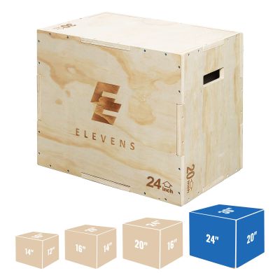 Elevens 3 in 1 Wooden Plyo Box Jump Box Plyometric Box for Jumping Trainer, Skipping, Jumping, Lunges, Box Jumps, Squats, Step-Ups, Dips (30"x20"x24") (5004)