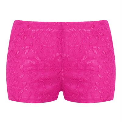 Jowowha Kids Girls Solid Elastic Waist Lace Shorts Pull On Gymnastic Sports Activewear Shorts Ballet Dancewear Hot Pink 7-10 Years