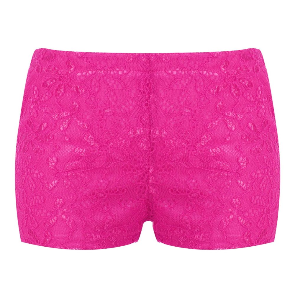 Jowowha Kids Girls Solid Elastic Waist Lace Shorts Pull On Gymnastic Sports Activewear Shorts Ballet Dancewear Hot Pink 7-10 Years