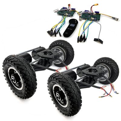 4WD Mountain Skateboard Conversion Kit 4 Wheels Drive Off-Road Skateboard with LCD Display Remote