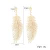 1-2PCS Gold Blue Retro Long Feather Earrings Dangle Drop Peacock Earrings Statement Bohemian Jewelry Leaves Stud Earrings for Women view 2