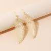 1-2PCS Gold Blue Retro Long Feather Earrings Dangle Drop Peacock Earrings Statement Bohemian Jewelry Leaves Stud Earrings for Women view 3