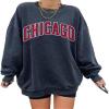 Langwyqu Women's Oversized Sweatshirt CHICAGO Crewneck Long Sleeve Casual Loose Pullover Tops view 1