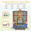 GYMAX Toddler Trampoline, 55 Trampoline for Kids with Bottom-to-Top All-Round Enclosure Net & Seamless Jumping Mat, ASTM Approved Easy Assembly Kids Mini Trampolines Indoor/Outdoor (Colorful) view 4