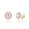 YOQUCOL Sunflower Shape 7MM Zirconia Crystal Golden Clip On Earrings Simulated Pearl Non Pierced Ears for Women view 1