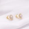 YOQUCOL Sunflower Shape 7MM Zirconia Crystal Golden Clip On Earrings Simulated Pearl Non Pierced Ears for Women view 3