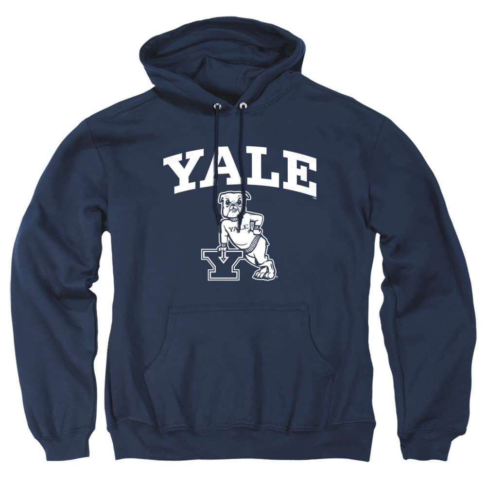 Yale University Official One Color Logo Unisex Adult Pull-Over Hoodie,Navy, 2X-Large