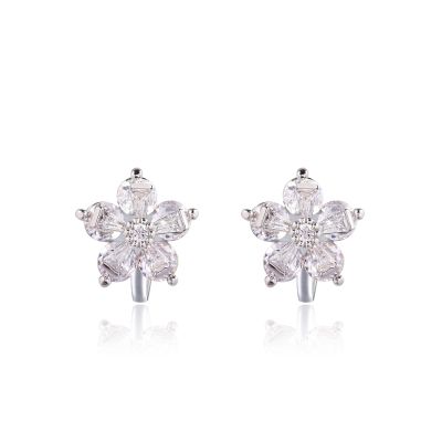YOQUCOL Flower Snowflake Shape Cubic Zirconia Crystal Clip On Earrings Non Pierced Stud for Women