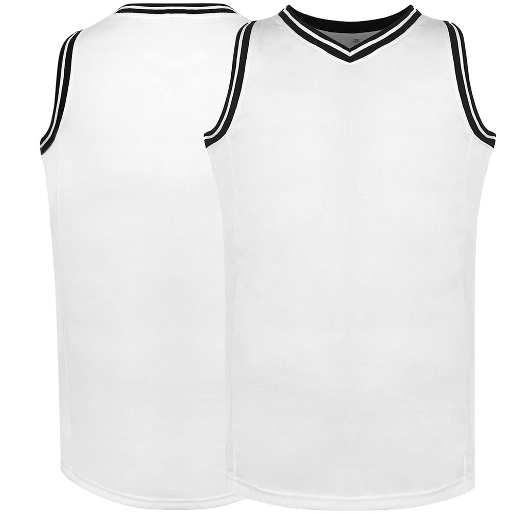 Phoneutrix Blank Basketball Jersey, Men's Mesh Athletic Reversible Sports Shirts S-3XL (Large, White)