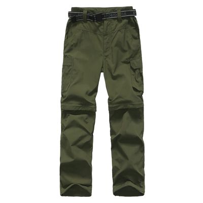 Boys Cargo Pants Kids Youth Hiking Pants Quick Dry Climbing Convertible Zip Off Casual Outdoor Trousers Army Green