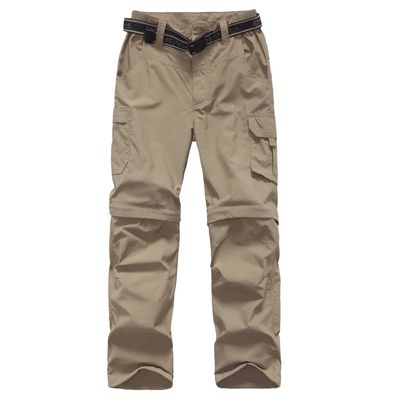 Boys Cargo Pants Kids Youth Hiking Pants Quick Dry Climbing Convertible Zip Off Casual Outdoor Trousers Khaki