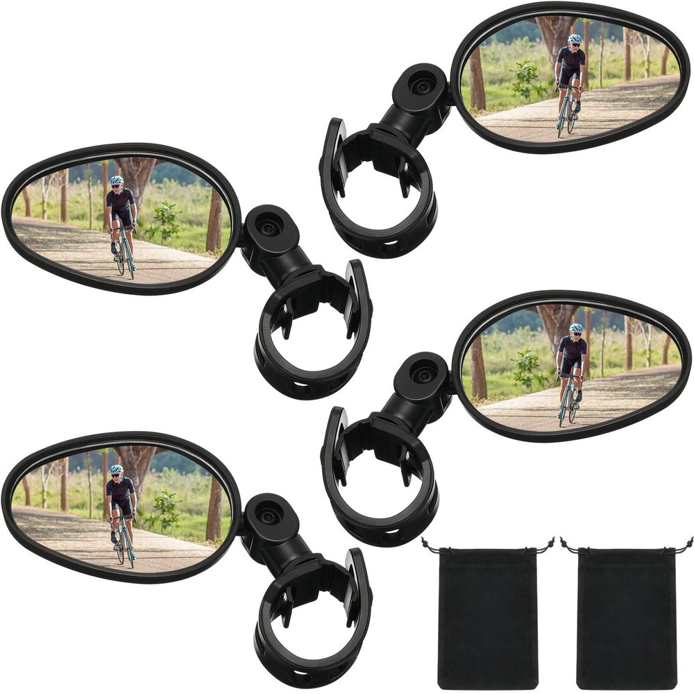 Hestya 4 Pcs Bike Mirror 360 Degree Adjustable Safe Rotatable Handlebar Mirror Bicycle Accessories Shockproof Acrylic Convex for Mountain Road Bike