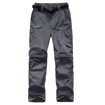 Boys Cargo Pants Kids Youth Hiking Pants Quick Dry Climbing Convertible Zip Off Casual Outdoor Trousers Gray