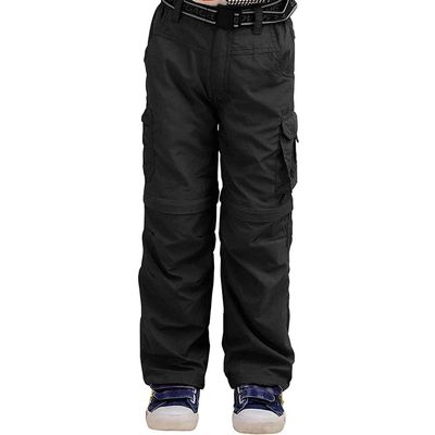 Boys Cargo Pants Kids Youth Hiking Pants Quick Dry Climbing Convertible Zip Off Casual Outdoor Trousers Black