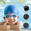 2 Pack Kids Swim Caps for Long/Short Hair, Unisex Silicone Swimming Cap for Age 3-15 Children Toddler Youth Teen, Waterproof Shower Cap Bathing Hats for Girls Boys with Ear Plugs & Nose Clip-8 view 3