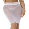 YONGHS Women's Shiny Sheer See-Through Tight Bodycon Pencil Micro Short Silk Stockings Mini Skirt White One Size view 1