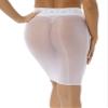 YONGHS Women's Shiny Sheer See-Through Tight Bodycon Pencil Micro Short Silk Stockings Mini Skirt White One Size view 4