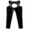 ACSUSS Womens Wet Look High Waist Cutout Leggings Crotchless Open Butt Patent Leather Skinny Pants Clubwear Black 3X-Large view 4