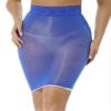 YONGHS Women's Shiny Sheer See-Through Tight Bodycon Pencil Micro Short Silk Stockings Mini Skirt Blue One Size view 1
