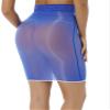 YONGHS Women's Shiny Sheer See-Through Tight Bodycon Pencil Micro Short Silk Stockings Mini Skirt Blue One Size view 4