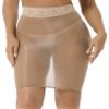 YONGHS Women's Shiny Sheer See-Through Tight Bodycon Pencil Micro Short Silk Stockings Mini Skirt Nude One Size view 2