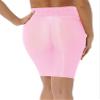 YONGHS Women's Shiny Sheer See-Through Tight Bodycon Pencil Micro Short Silk Stockings Mini Skirt Pink One Size view 2