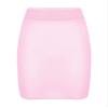 YONGHS Women's Shiny Sheer See-Through Tight Bodycon Pencil Micro Short Silk Stockings Mini Skirt Pink One Size view 3